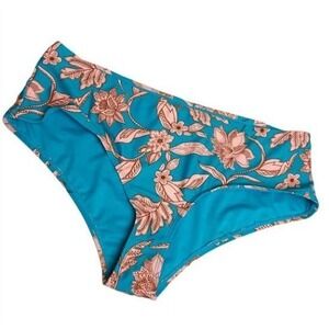 NEW Time & Tru Mid Rise Cheeky Bikini Bottom Blue/Pink Floral Plus sz 1X 16w-18w